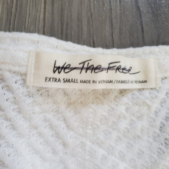 Free People Waffle Thermal Coraline Top White Asymmetric Whimsy Coastal Cowgirl - Picture 4 of 9